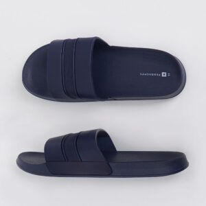 Men's All Rubber One Band Slides with Perforated Stripes