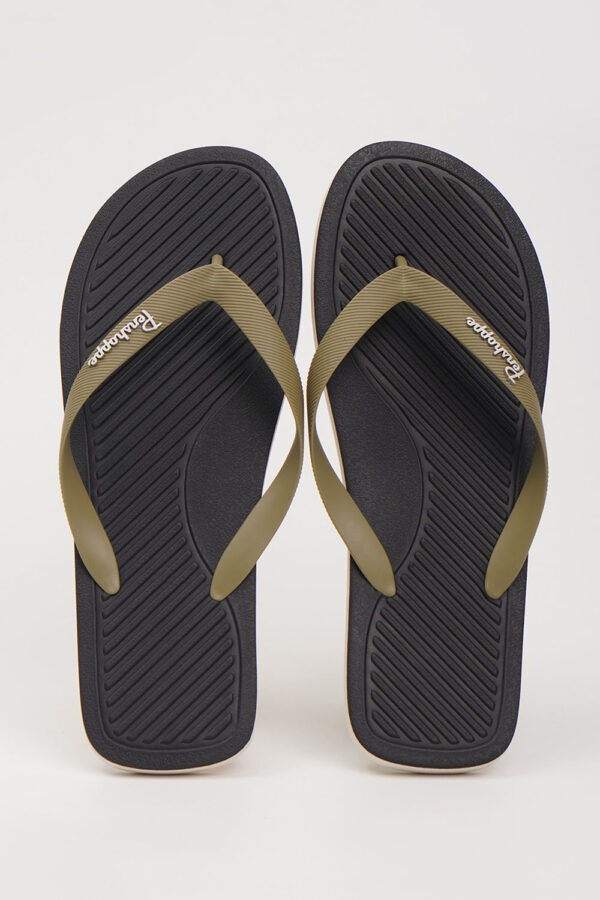 Men's Two-Toned Strap Flip Flops with Contrast Sole