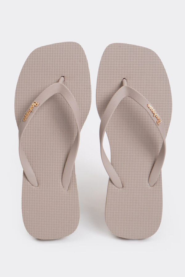 Women's Square Flip Flops with Metal Branding