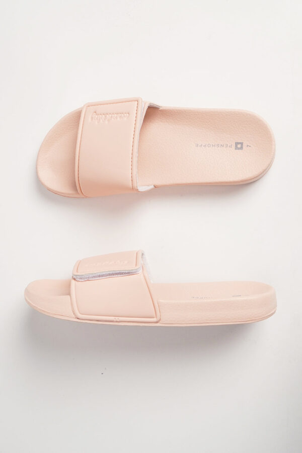 Women's Velcro Band Slides with Text