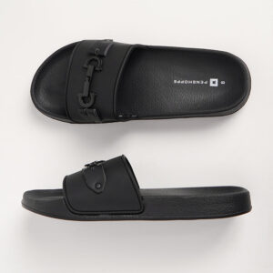 Women's All Rubber Slides with Metal Detail