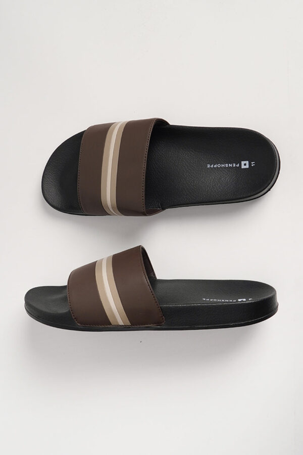 Men's One Band Slides with Stripes Details