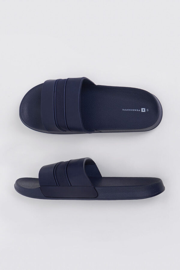 Men's All Rubber One Band Slides with Perforated Stripes