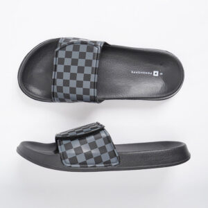 Men's Checkered Denim Velcro Slides